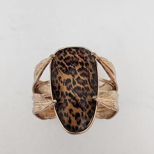 Mia Collection Bracelet By Kim Min Sun Cougar Leopard Faceted Gold Tone Cuff